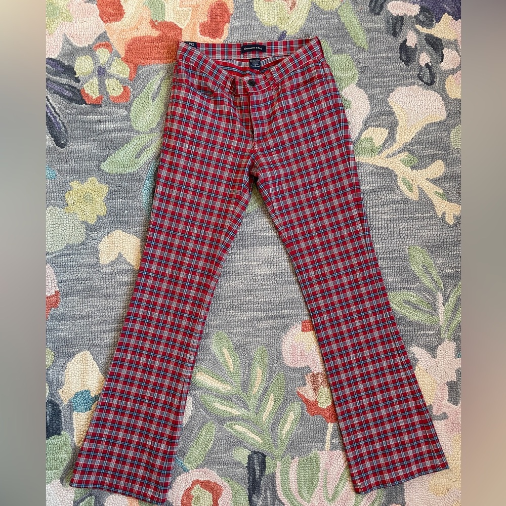 Y2K Abercrombie and Fitch Red and Blue Plaid Pants